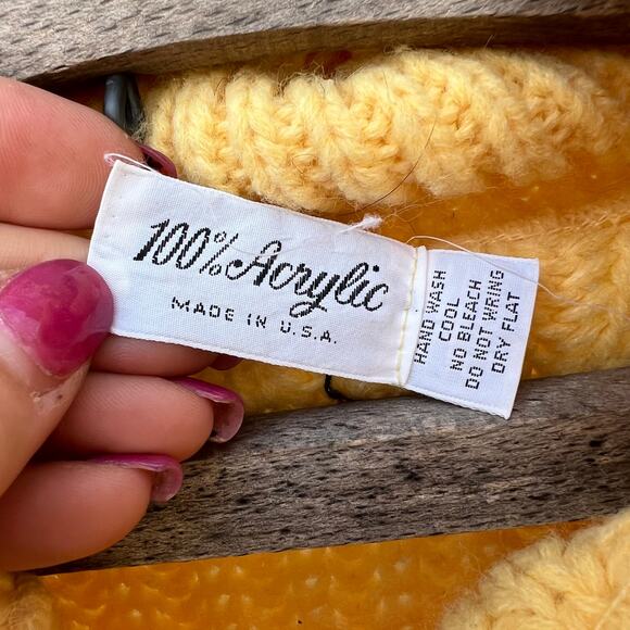 Vintage Yellow White Striped Knit Fisherman Cardigan with Frog Toggles - Picture 4 of 5